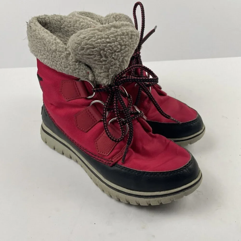 Sorel Cozy Carnival Boots Women’s 5 Winter Shearling Mid Calf NL2297-645 Red